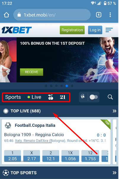 1XBET Sports & Live